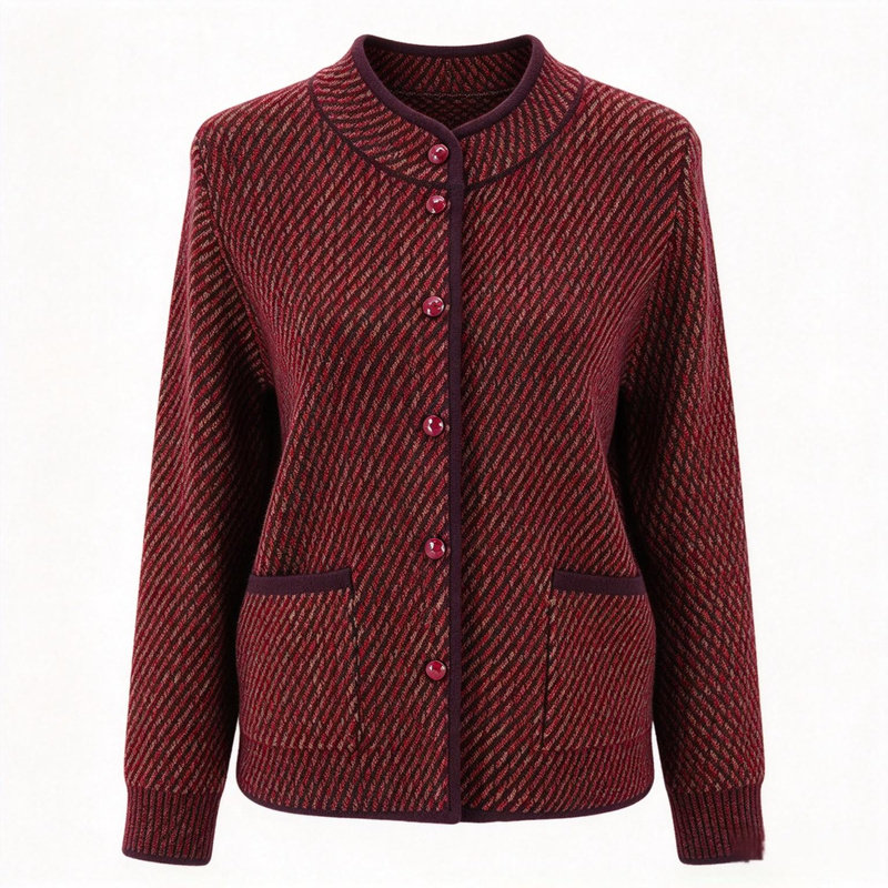中老年女加肥加大羊毛开衫外套