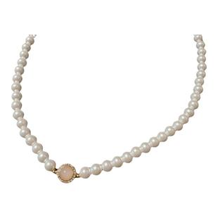 玉露珠盘粉玉髓蛋形宝石珍珠项链 大溪地 澳白掐丝球球贝珠项链