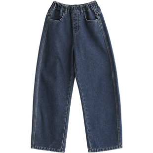 诺诺公主S1N初中生加绒弯刀牛仔裤女2026新款春秋韩系休闲阔腿裤