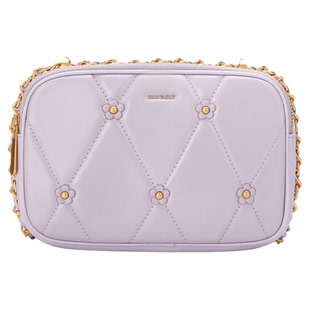 梦特娇女包新款羊皮菱格休闲小方包链条包单肩斜挎包