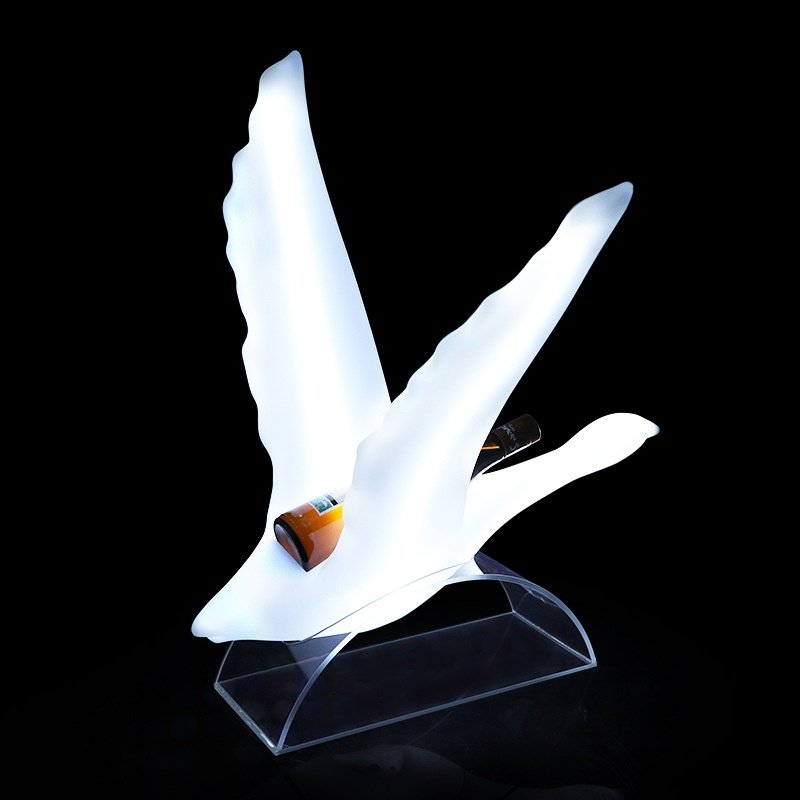 酒吧发光创意灰雁展翅红酒幻彩洋酒大雁出托酒道具香槟酒酒座酒架