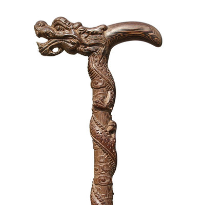 老年人龙头拐杖红木鸡翅木男女拐棍四脚防滑实木轻便实木手杖捌杖