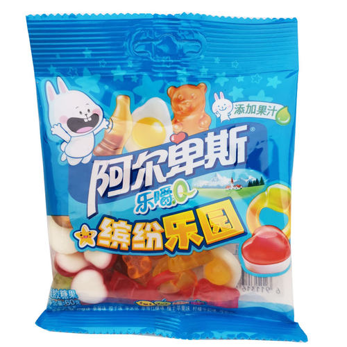阿尔卑斯乐嚼Q60g*8袋抖音网红戒指款水果混合口味珍宝珠软糖零食