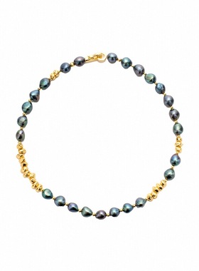 18k真金色复古小众锁骨链