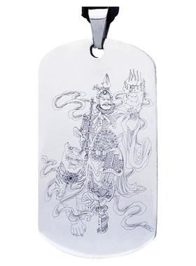 道系饰品赵公明财神吊坠钛钢项链