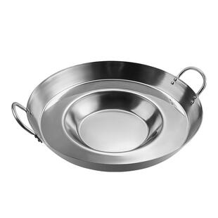 不锈钢烙锅贵州家用平底锅商用烧烤专用罗锅炸洋芋不粘煎锅油炸锅