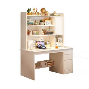 实木儿童书桌学生家用学习桌初高中生写字桌子卧室电脑桌书架一体