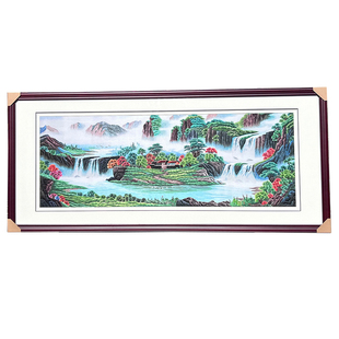 非遗纯手工苏绣刺绣蚕丝国画山水壮丽山河客厅挂画沙发墙装饰画