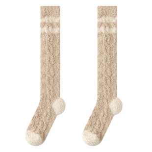 珊瑚绒袜子女秋冬季加绒加厚保暖毛毛绒冬天家居睡眠睡觉地板长筒