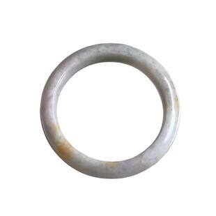 缅甸A货翡翠手镯乳白色黄翡翠绿飘花手镯13.5/8.5/55.7mm一物一证