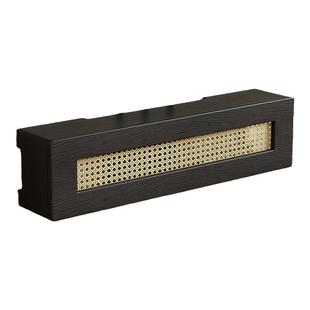 中古风藤编墙上wifi无线路由器收纳盒壁挂式电视机顶盒收纳置物架