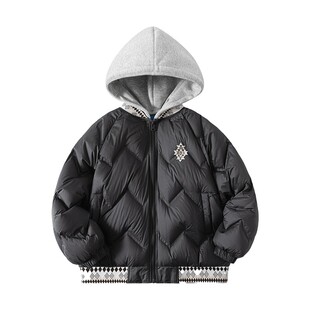 男童冬季新年红色可拆卸连帽面包羽绒服2026新款儿童男孩防寒外套