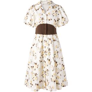 太平鸟女装秋季腰封式拼接连衣裙A1FAD3110