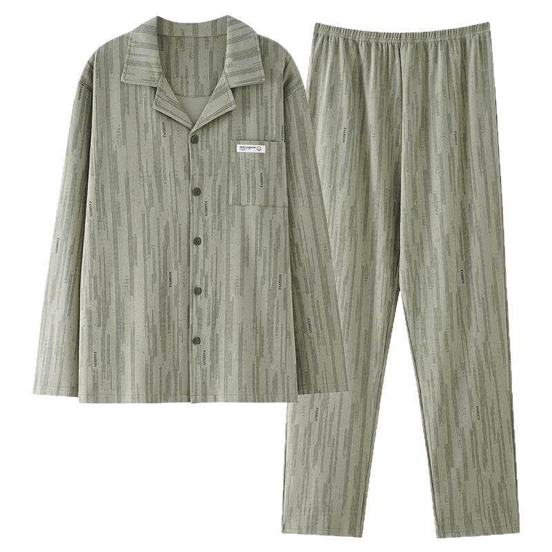 100%纯棉睡衣男士春秋款冬季睡衣/家居服套装