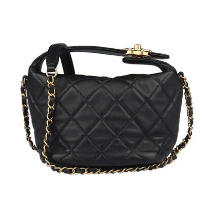 9新CHANEL香奈儿19 HOBO BAG黑羊皮小号斜挎AS1745二手奢侈品包包