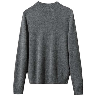 Amii百搭无缝一体成型半高领全羊毛毛衣女2025冬季新款通勤羊毛衫