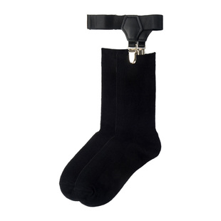 春秋款袜子女黑色jk中筒袜绑带小腿袜朋克袜夹腿环长袜潮防滑棉袜