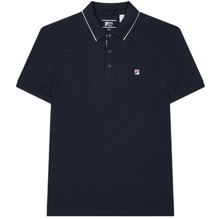 FILA 斐乐翻领针织短袖POLO衫男2024秋季新款商务运动透气T恤上衣