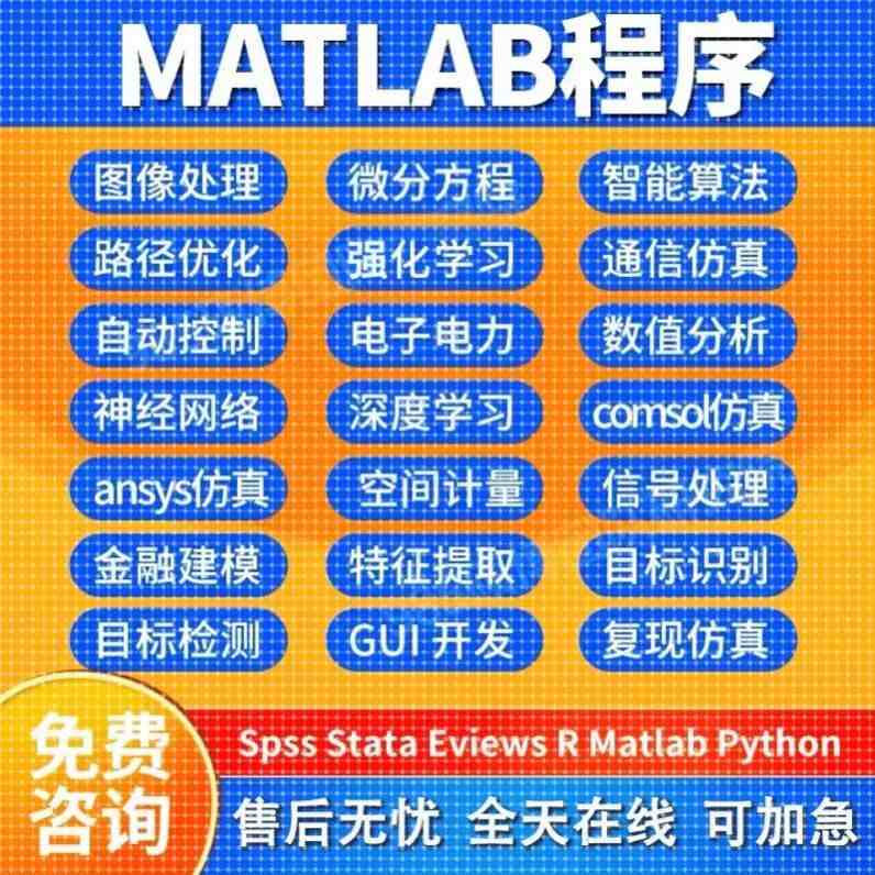 Matlab代编控制算法BP神经网络图像处理信号通信代码算法机器学习