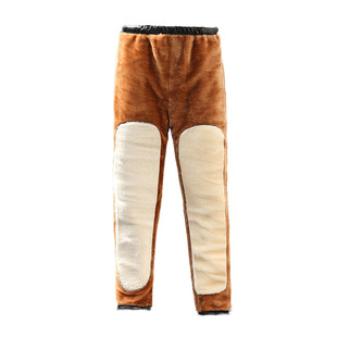 皮裤男加绒加厚宽松高腰防风防水工作裤松紧腰干活穿保暖骑行防油