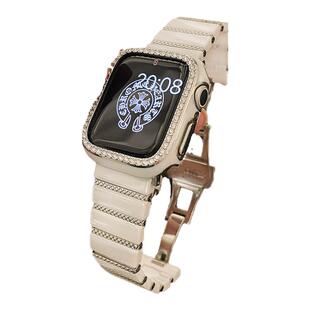 QALUO春夏新款陶瓷款高级感表带适用apple watchS11/S10表带iwatch9苹果手表se/8/7/6/5/4/3代41/45mm小众女