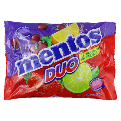 泰国mentos曼妥思水果软糖100粒独立装 怀旧零食水果可乐万乐珠糖