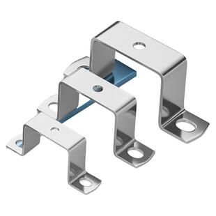 304不锈钢方形卡带孔骑马卡u型方管卡扣抱箍欧姆直角支架