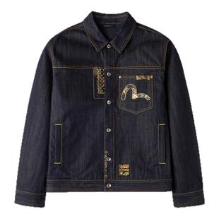 EVISU福神 2025秋男士潮流织锦海鸥刺绣纯棉翻领牛仔夹克外套