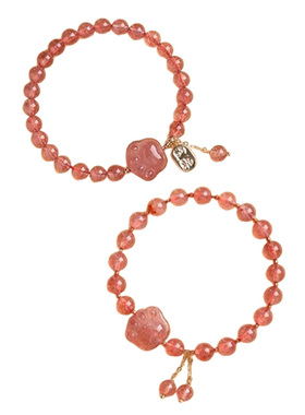 普陀山草莓晶手串新中式手链女款猫爪叠戴精致送闺蜜生日礼物