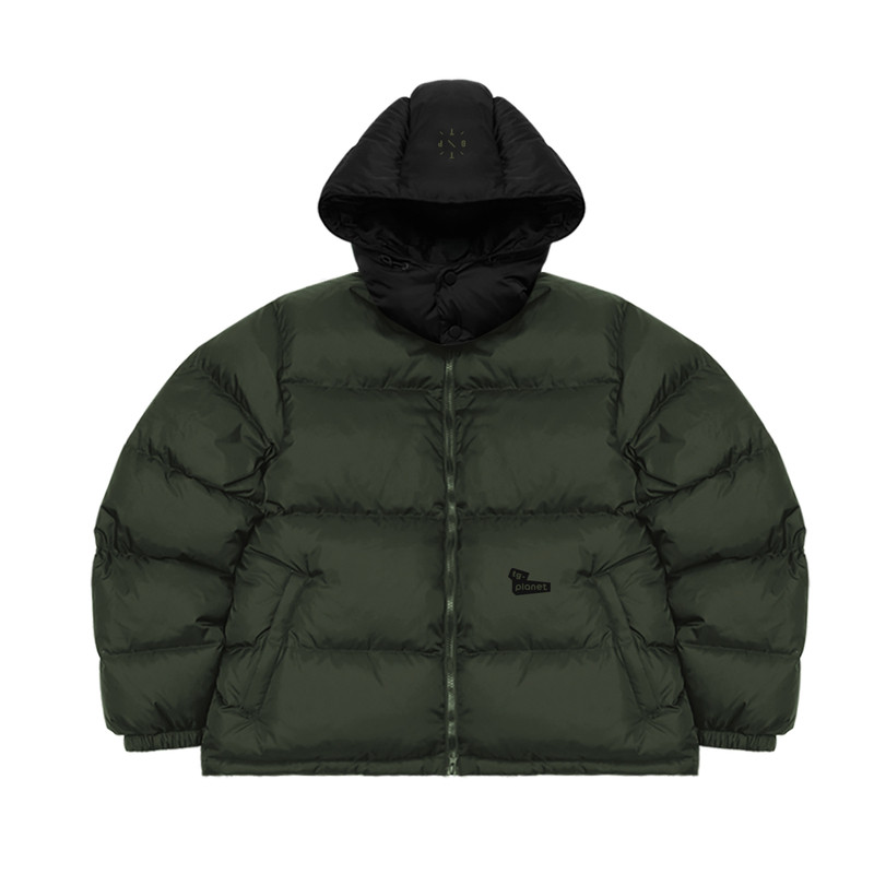 TINGOPLANET2025冬季新款连帽面包羽绒服男高充绒量加厚90白鸭绒