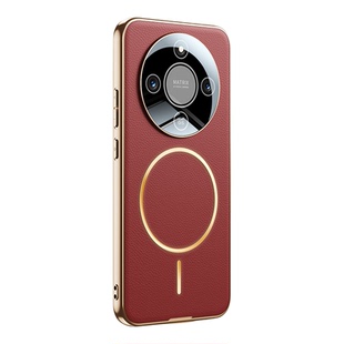 原机皮纹皓柒适用荣耀x70手机壳新款honorX70磁吸保护套真皮x70系列镜头全包壳超薄防摔新品细磁男女生高级感