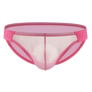 超薄男士三角内裤网纱透明激凸镂空透视性感舒适透气大囊袋短裤衩