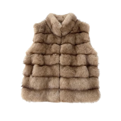 环保水貂毛叠穿马甲外套女冬