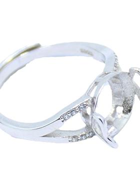 纯银戒指空托可旋转心形S925女款