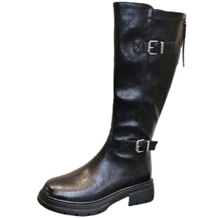 小众复古高筒靴女2025秋冬新款皮带扣厚底增高骑士靴显瘦粗跟长靴