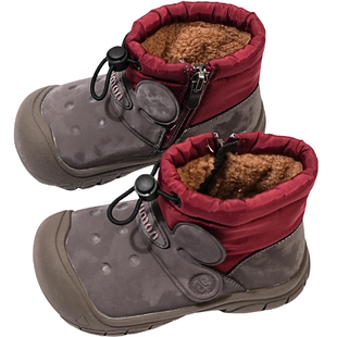 书萌童鞋冬季新款男童保暖棉鞋女童棉靴加厚儿童鞋子小女孩雪地靴