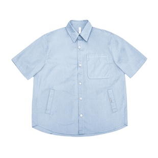 wtmp夏季日系薄款纯色多色工装短袖衬衫男学院风质感纯棉中性衬衣