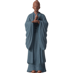 国风陶瓷小道士摆件青衫小道长手办中式禅意茶室博古架桌面装饰品