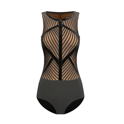 DUYQ几何拼接连体上衣拉丁舞服