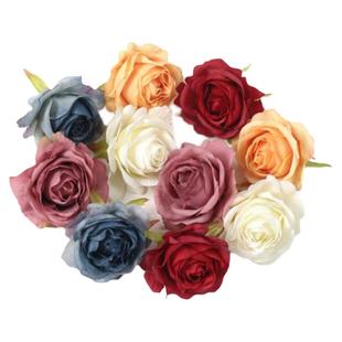 6cm 仿真复古玫瑰花头花朵假花 绢花diy材料婚庆花环礼盒装饰配件