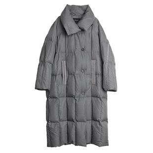 【暖绒絮语】ELLE90白鸭绒立领灰色长款羽绒服女2025冬保暖外套
