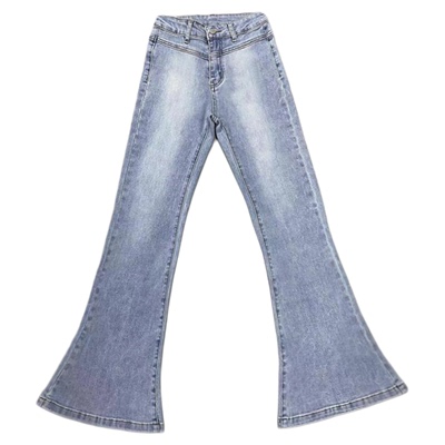 浅色高腰喇叭裤长裤提臀显瘦