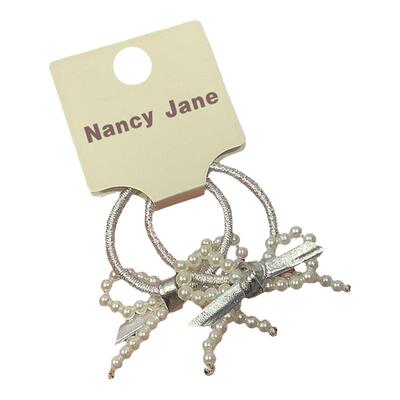 高弹力珍珠银色皮质头绳