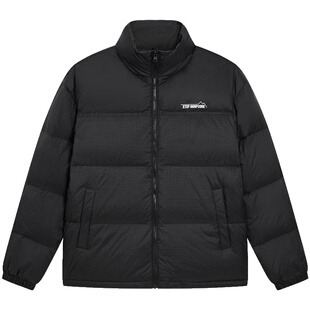 特步立领羽绒服女款冬季新款情侣运动黑色上衣保暖棉服防风外套女