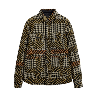Desigual【Lacroix联名】千鸟格拼接女士棉衣外套