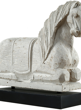洞石马手工雕刻石雕马样板房中式