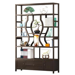 博古架实木新中式茶壶置物架子多宝阁茶具茶叶展示柜客厅摆件架子