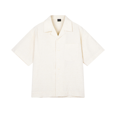 亚麻混纺轻质古巴领短袖衬衫