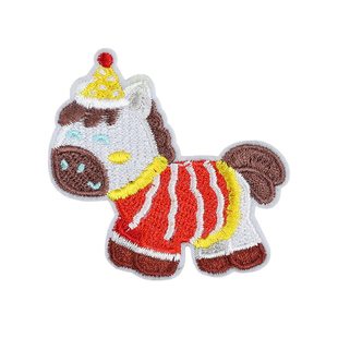 自粘卡通小马刺绣布贴儿童外套羽绒服免缝破洞补丁贴包包装饰贴花