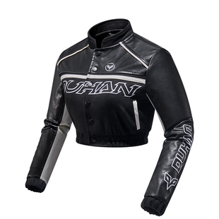 杜汉摩托车骑行服短款露腰修身机车皮衣外套防护四季赛车服女套装